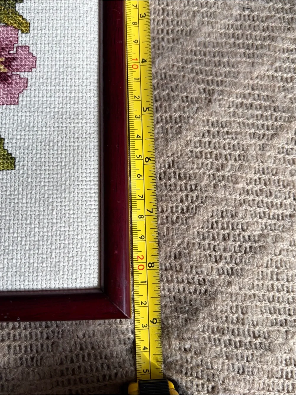 Vintage Framed God Is Love Needlepoint Floral Folk Art Wall Decor 8x8 Handmade